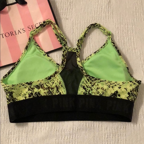 NWT VS Pink Sports Bra Neon Green - S - Picture 2 of 4